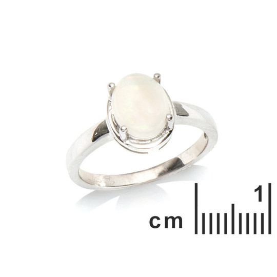 Anello ovale con opale australiano, argento 925 rodiato