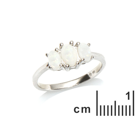 Anello ovale in opale bianco australiano naturale in argento 925 placcato rodio