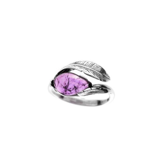 Anillo de amatista, plata 925 rodiada
