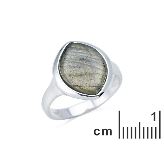 Bague en labradorite multicolore naturelle irréguliere, en argent 925 rhodié