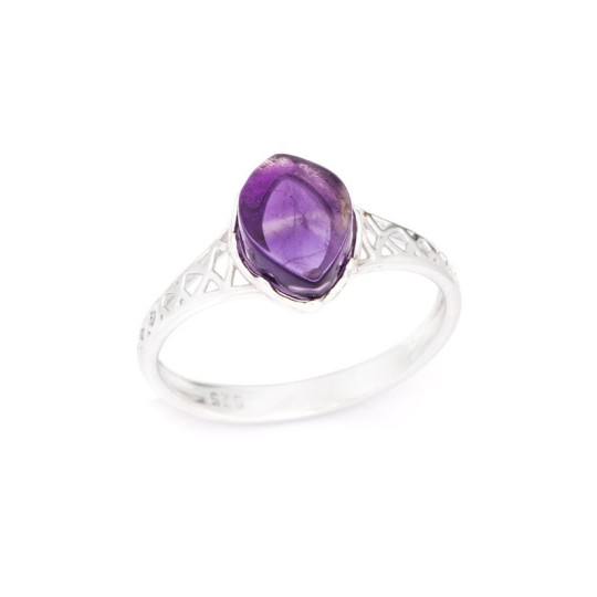 Anillo de amatista, plata 925 rodiada