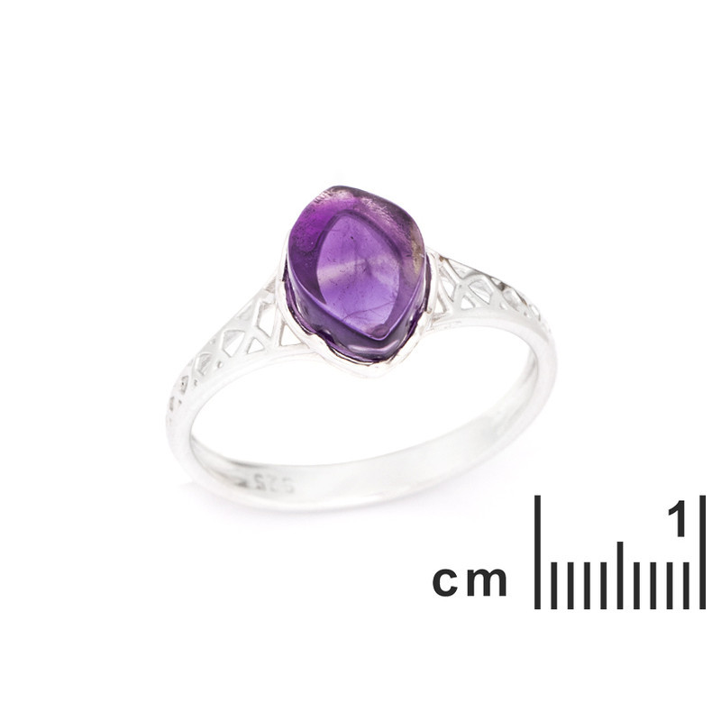 Anillo de amatista, plata 925 rodiada