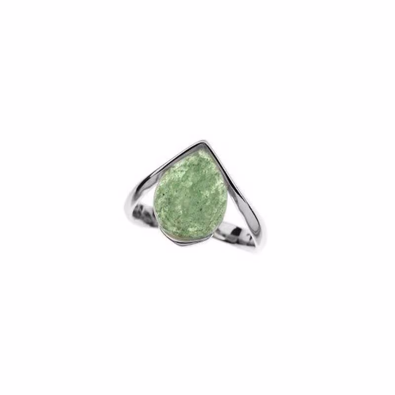 Anillo de aventurina natural, plata 925 rodiada
