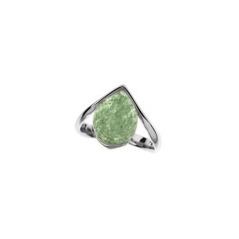 Natural aventurine ring, rhodium-plated 925 silver