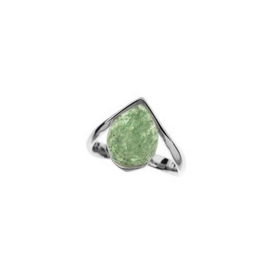 Natural aventurine ring, rhodium-plated 925 silver