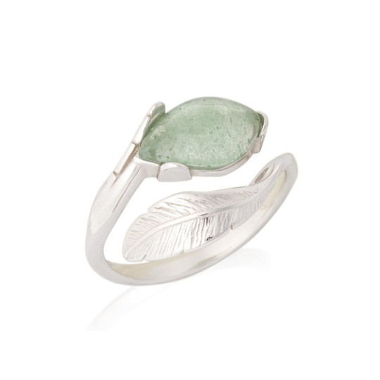 Anello in quarzo naturale, argento 925 rodiato