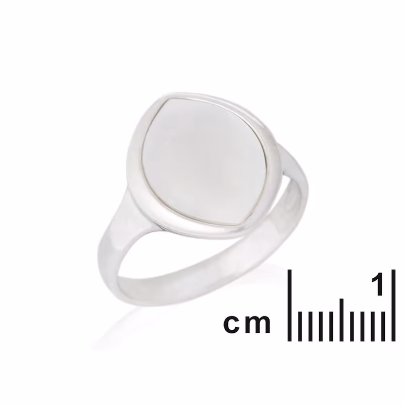 Anillo de nácar blanco natural, en plata 925 rodiada