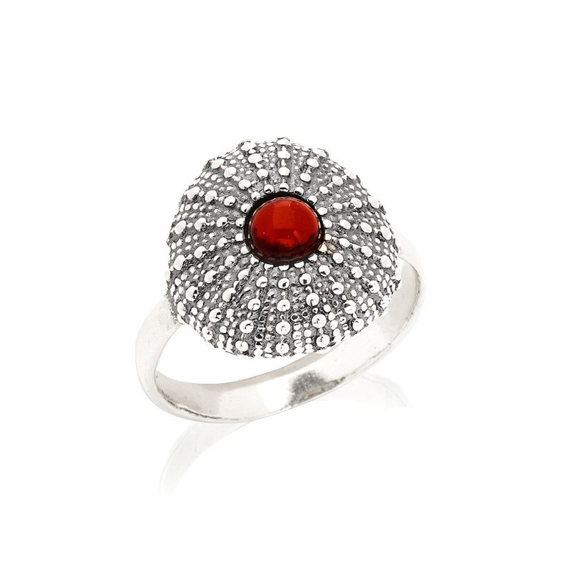 Natural cognac amber ring, aged 925 silver