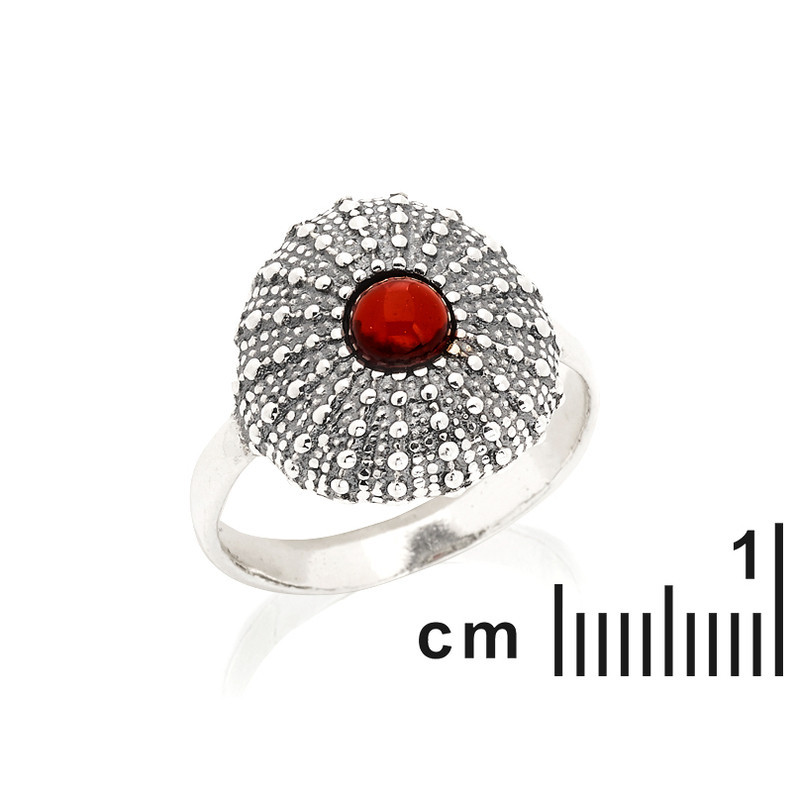 Natural cognac amber ring, aged 925 silver