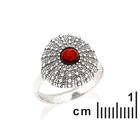 Natural cognac amber ring, aged 925 silver