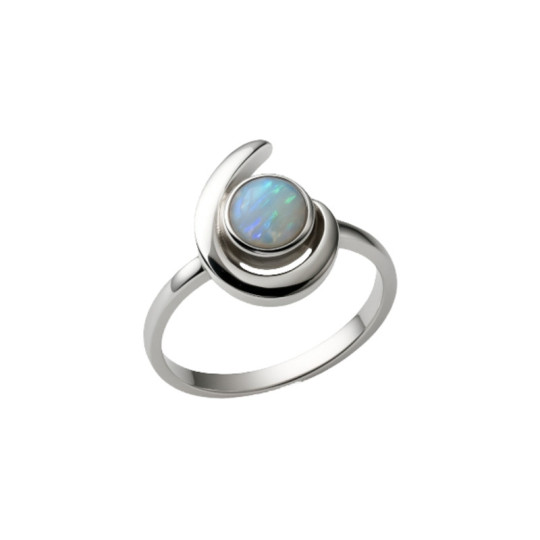 Round white opal ring - 925 silver | The House of Amber