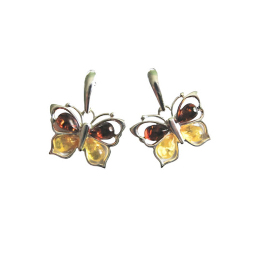 Boucles d'oreilles ambre mer baltique - argent 925
