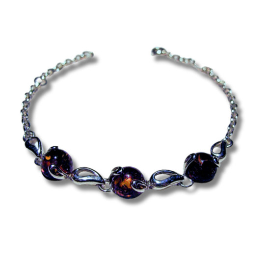 Bracelet ambre mer baltique - argent 925 | La maison de l’ambre