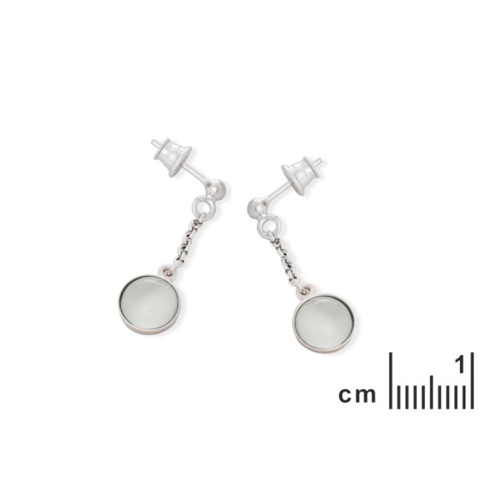 Boucles d'oreilles pendantes rondes en agate bleue, en argent 925 rhodié