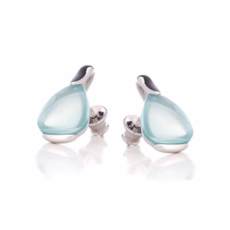 Pendientes de ágata azul natural, plata 925 rodiada