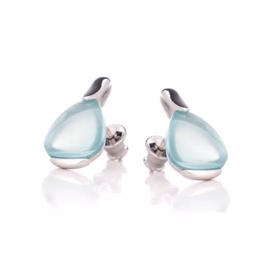Pendientes de ágata azul natural, plata 925 rodiada