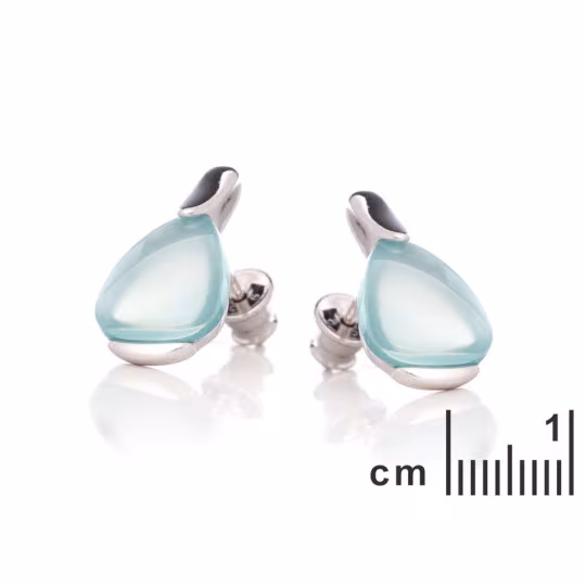 Pendientes de ágata azul natural, plata 925 rodiada