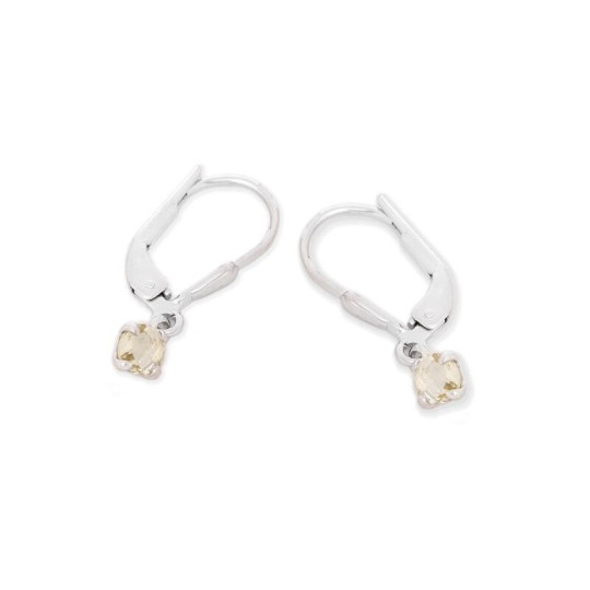 Boucles d'oreilles pendantes en quartz jaune naturel rond, en argent 925 rhodié