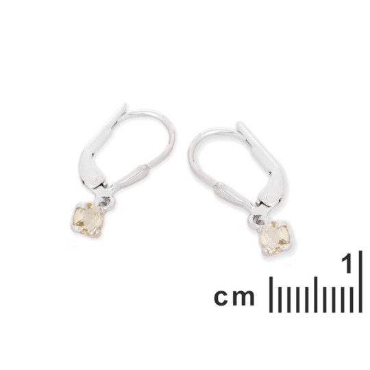 Boucles d'oreilles pendantes en quartz jaune naturel rond, en argent 925 rhodié