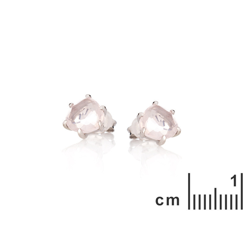 Pendientes de corazón de cuarzo rosa natural, plata 925 rodiada