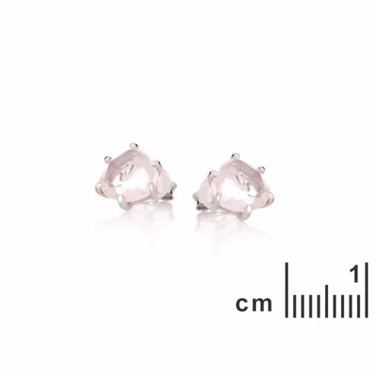 Pendientes de corazón de cuarzo rosa natural, plata 925 rodiada