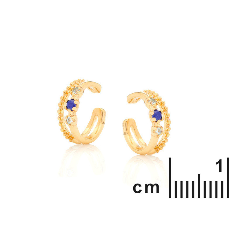 Piercings d'oreilles en topaze bleue naturelle ronde, en argent 925 doré