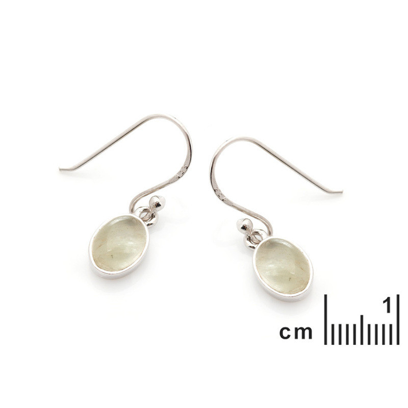 Pendientes colgantes ovalados de prehnita verde, plata 925 rodiada