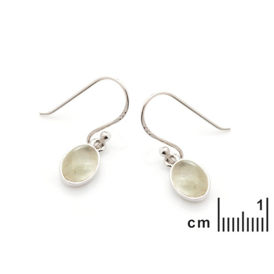 Pendientes colgantes ovalados de prehnita verde, plata 925 rodiada
