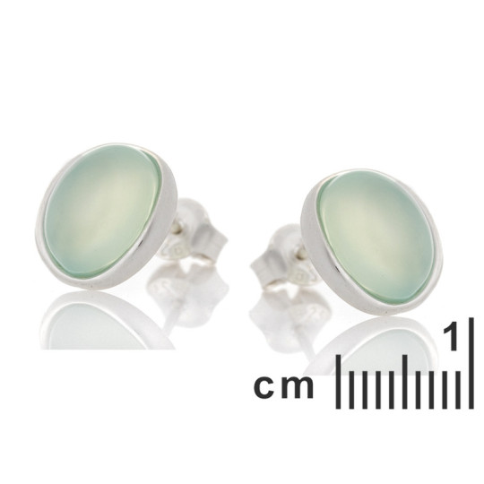 Clous d'oreilles en agate bleue naturelle ovale, en argent 925 rhodié