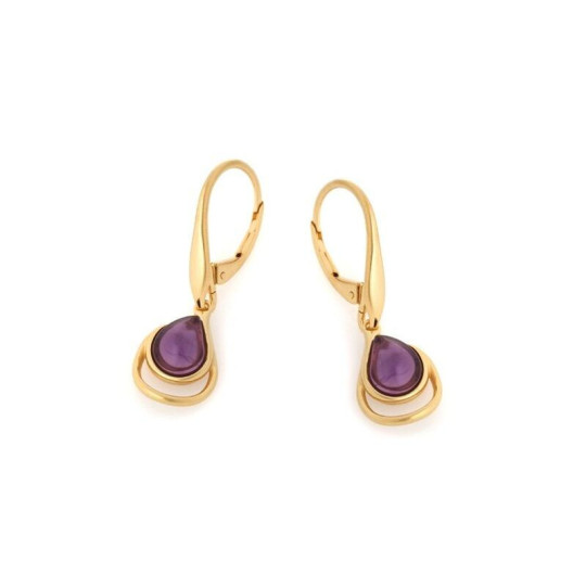 Lila Amethyst Tropfen Ohrhänger, in gold 925 Silber