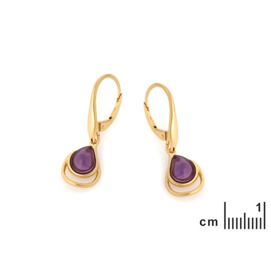 Lila Amethyst Tropfen Ohrhänger, in gold 925 Silber