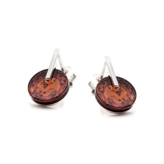 Clous d'oreilles en ambre naturel de la mer Baltique, en argent 925 rhodié