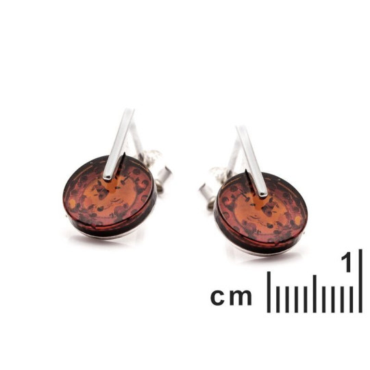 Clous d'oreilles en ambre naturel de la mer Baltique, en argent 925 rhodié