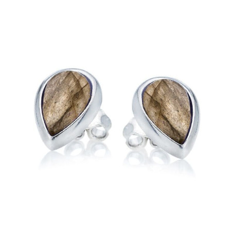 Multicolored labradorite drop earrings, in rhodium-plated 925 silver