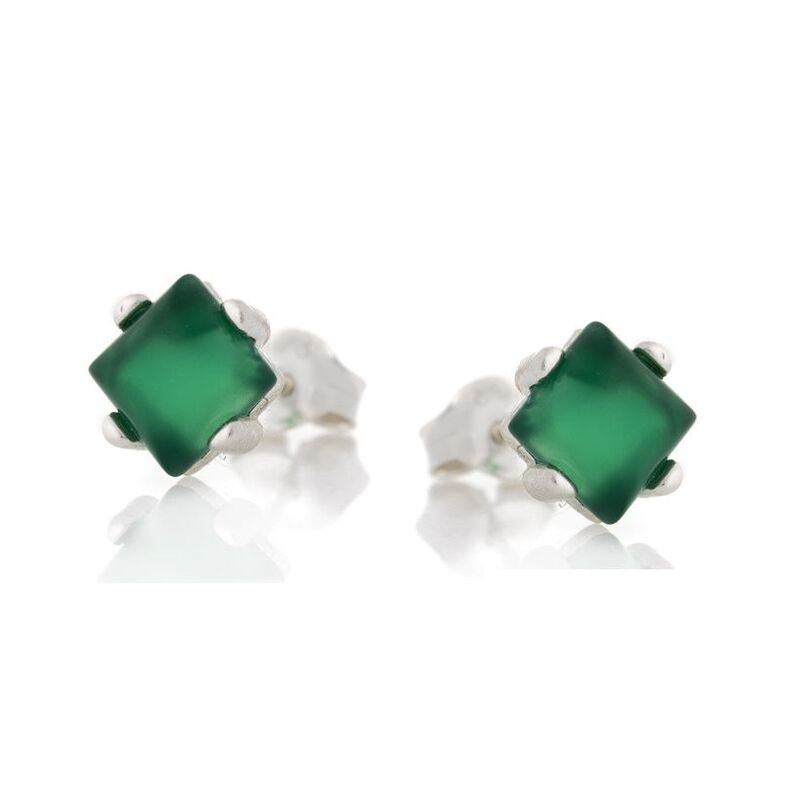 Boucles d'oreilles en agate naturelle, en argent 925 rhodié