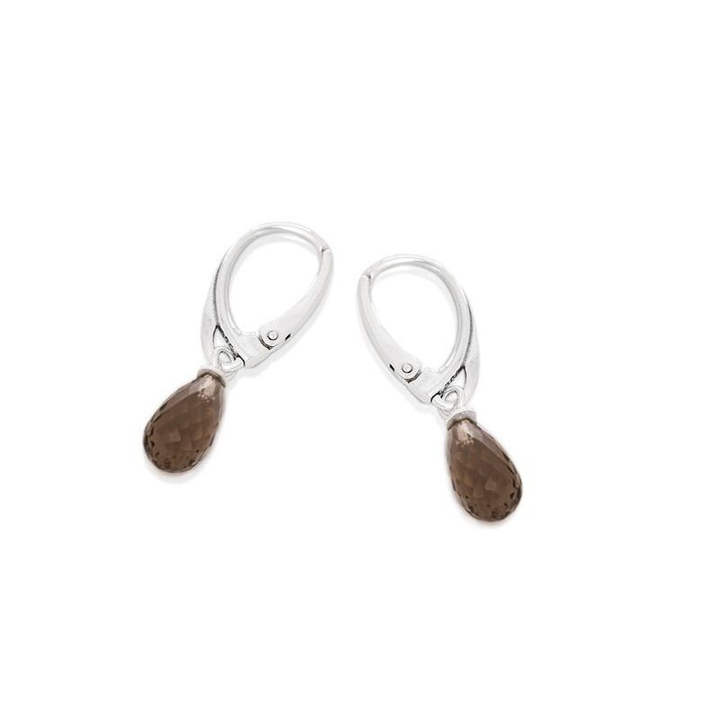 Pendientes colgantes de cuarzo ahumado marrón natural, en plata 925 rodiada