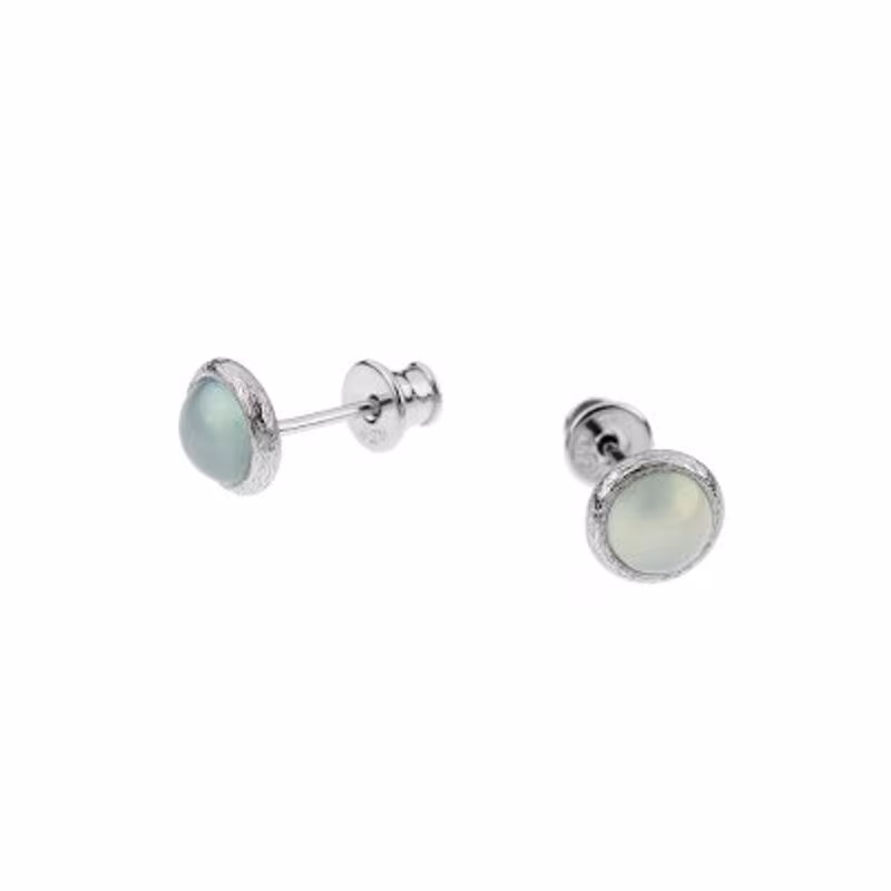 Boucles d'oreilles en agate aqua naturelle, en argent 925 rhodié
