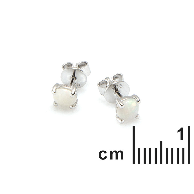 Runde Ohrringe aus natürlichem australischem Opal, rhodiniertes 925er Silber