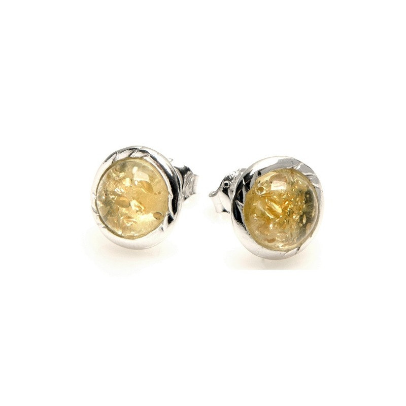 Boucles d'oreilles en ambre miel naturel de la mer Baltique, en argent 925