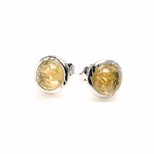 Natural Baltic Sea Honey Amber Earrings, 925 Silver