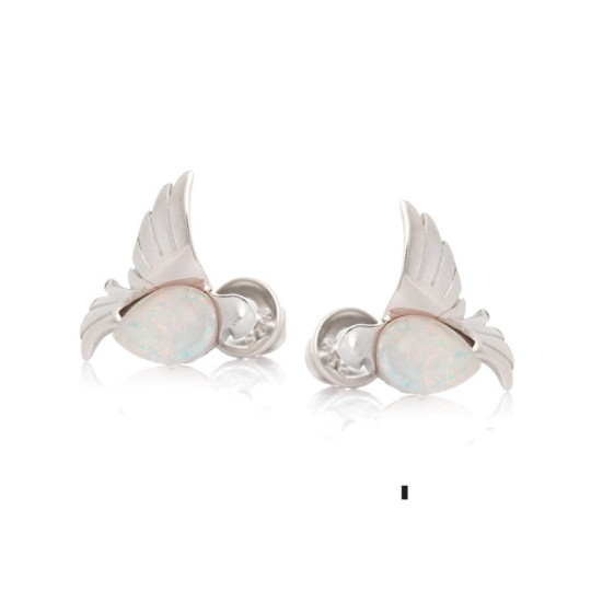 Pendientes de paloma de cuarzo rosa natural, plata 925 rodiada