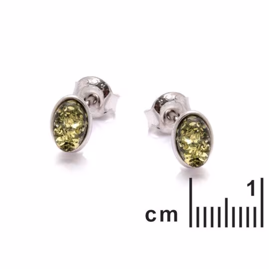 Clous d'oreilles en ambre naturel de la mer Baltique ovale, en argent 925