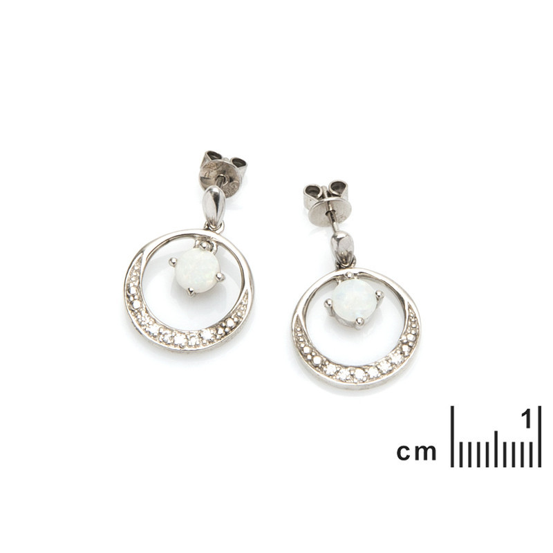 Orecchini pendenti in opale e ossido di zirconio, argento 925 rodiato