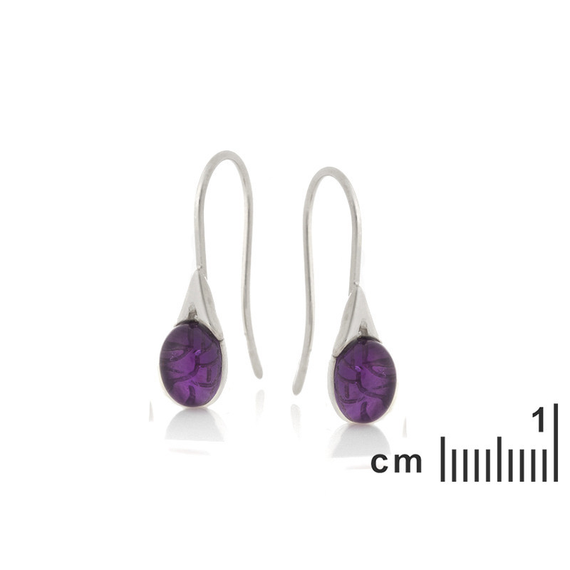 Pendientes de amatista, plata 925 rodiada