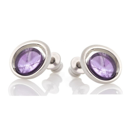Natural amethyst earrings, rhodium-plated 925 silver