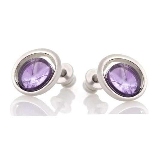 Natural amethyst earrings, rhodium-plated 925 silver