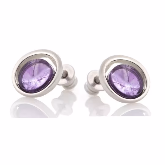 Pendientes de amatista natural, plata 925 rodiada
