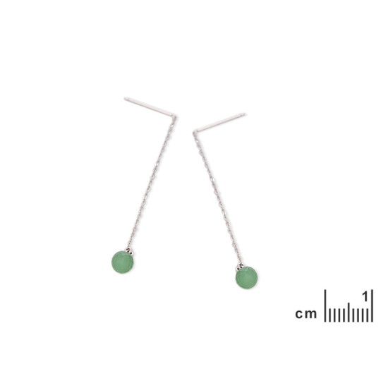 Boucles d'oreilles pendantes en aventurine boule, en argent 925 rhodié