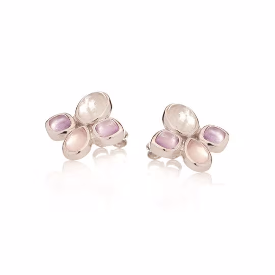 Pendientes multipiedra natural, en plata 925 rodiada