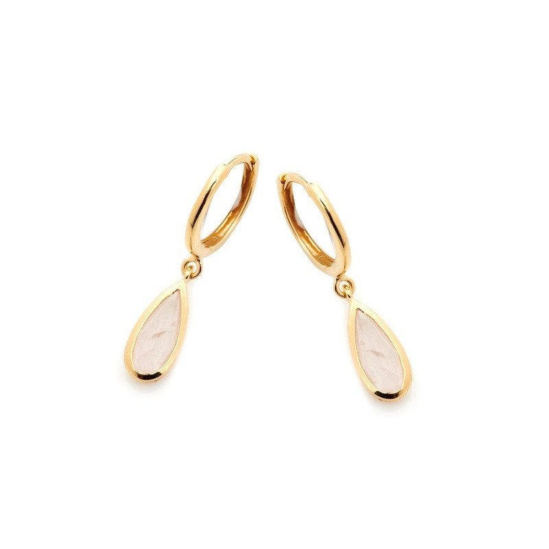 Boucles d'oreilles en quartz rose naturel, en argent 925 doré